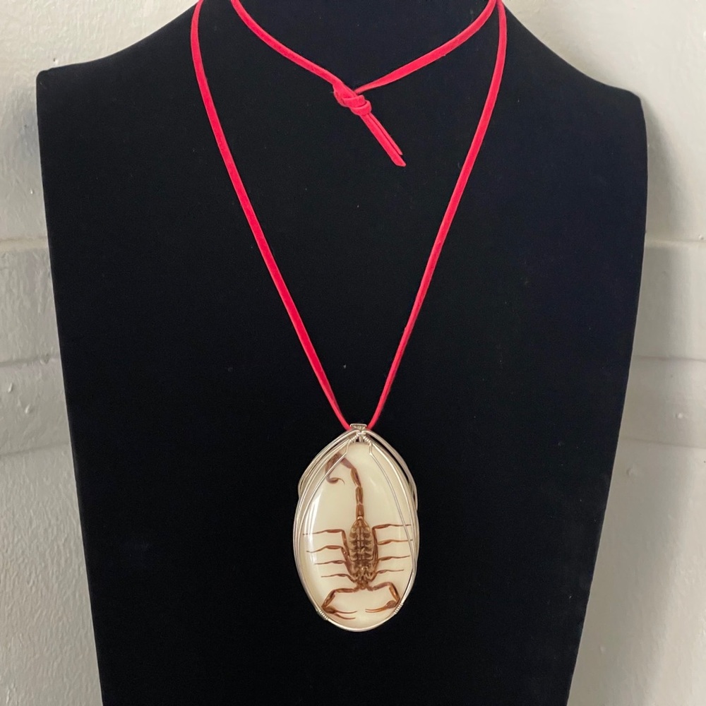 Scorpion Pendant with Sterling Silver Wire Wrap